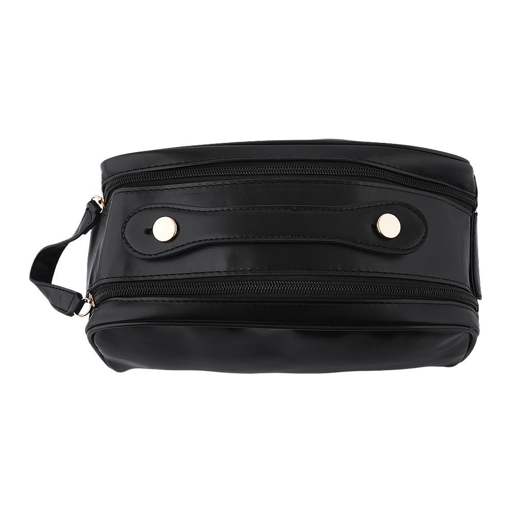 AJF PU Leather Travel Cosmetic Capacity Makeup Bag, Large, Black, AF-63 - Image 4