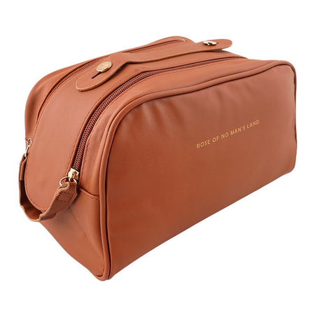AJF PU Leather Travel Cosmetic Capacity Makeup Bag, Large, Brown, AF-63 - Main Image