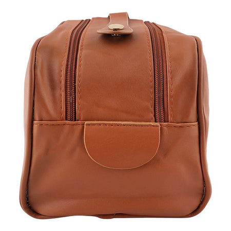 AJF PU Leather Travel Cosmetic Capacity Makeup Bag, Large, Brown, AF-63 - Image 3