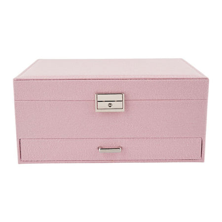 AJF Velvet 3 Layer Jewelry Organizer Case, Pink - Image 3