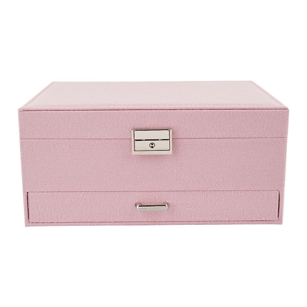 AJF Velvet 3 Layer Jewelry Organizer Case, Pink - Image 3