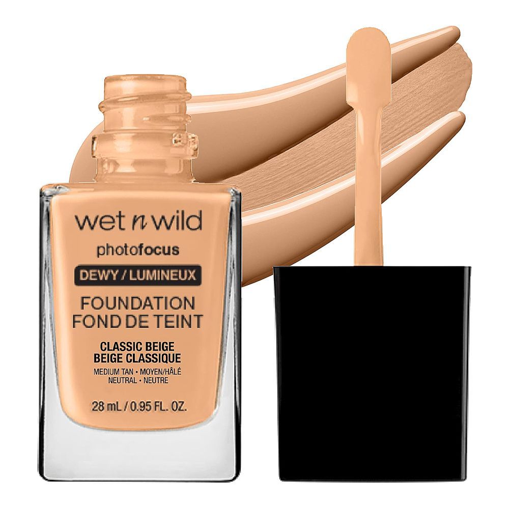 Wet n Wild Photo Focus Dewy Foundation, Vegan, Classic Beige, 28ml - Main Image