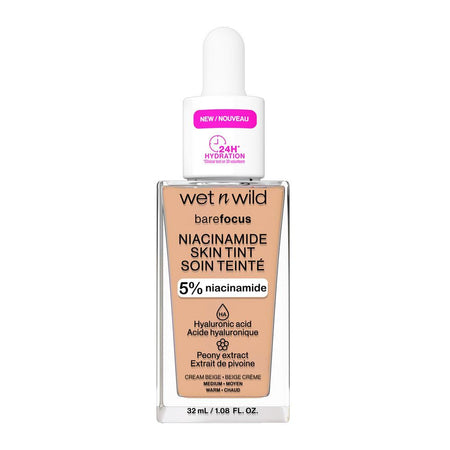 Wet n Wild Bare Focus Niacinamide Skin Tint, Cream Beige, Hyakuronic Acid, Niacinamide, 32ml - Main Image