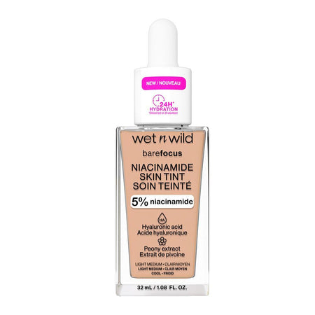 Wet n Wild Bare Focus Niacinamide Skin Tint, Light Medium Sand, Hyakuronic Acid, Niacinamide, 32ml - Main Image