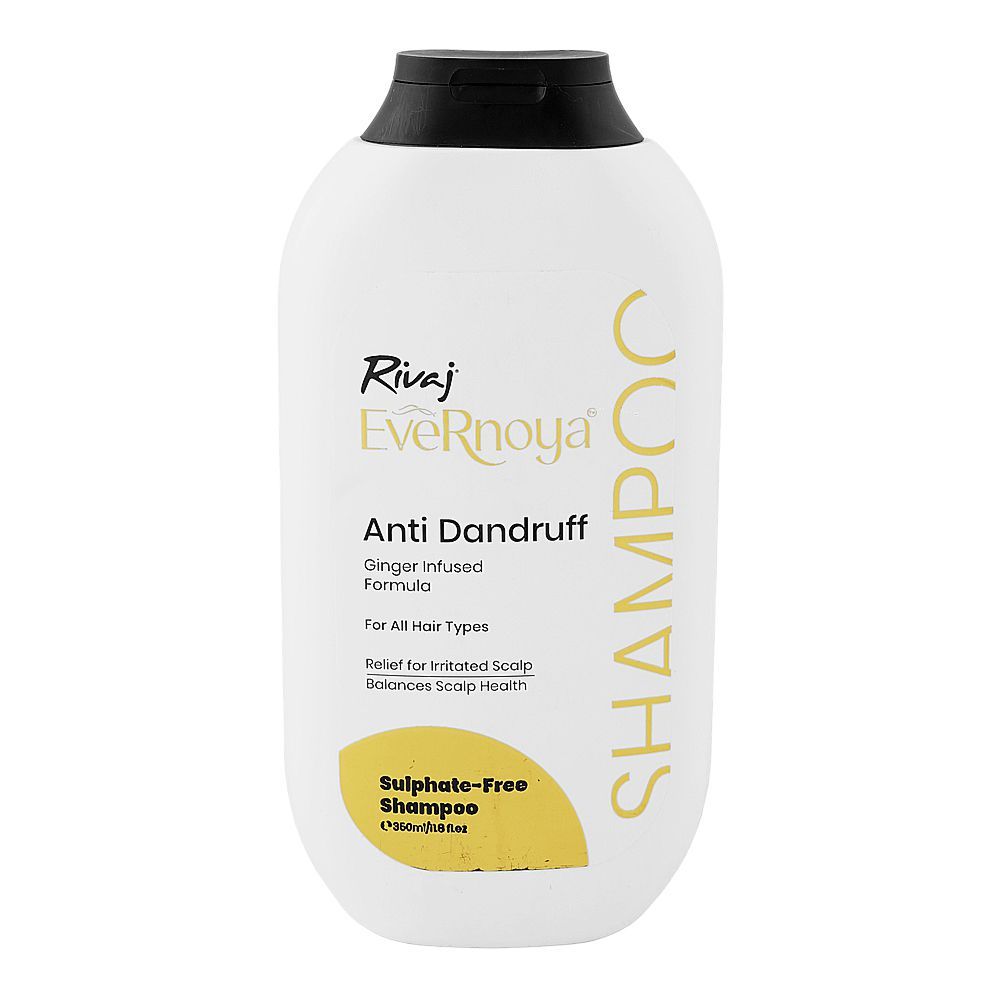 Rivaj UK EveRnoya Anti Dandruff Sulfate-Free Shampoo, Glycerin, Citric Acid, For All Types Of Hair, 350ml - Main Image