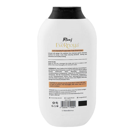 Rivaj UK EveRnoya Anti Dandruff Sulfate-Free Shampoo, Glycerin, Citric Acid, For All Types Of Hair, 350ml - Image 2