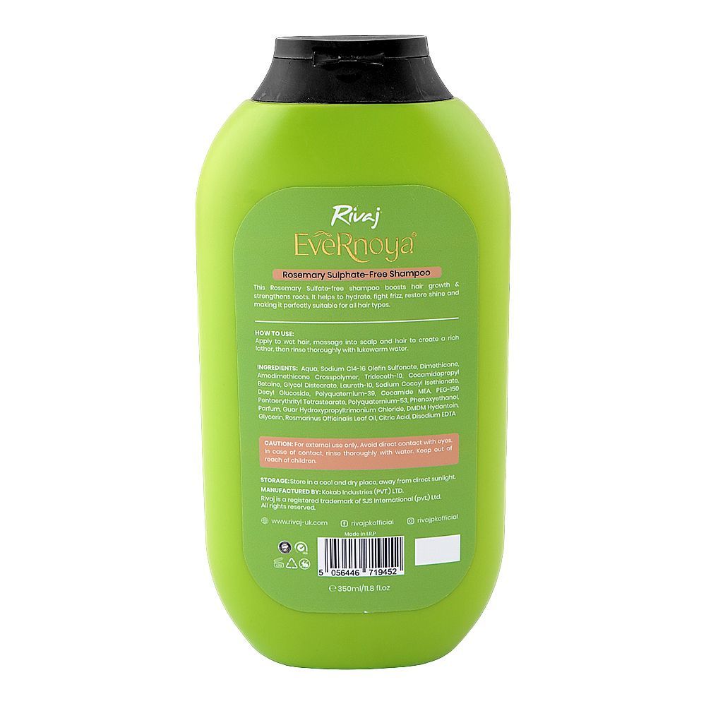 Rivaj UK EveRnoya Hair Growth Sulfate-Free Shampoo, Citric Acid, For Hair Fall, 350ml - Image 2