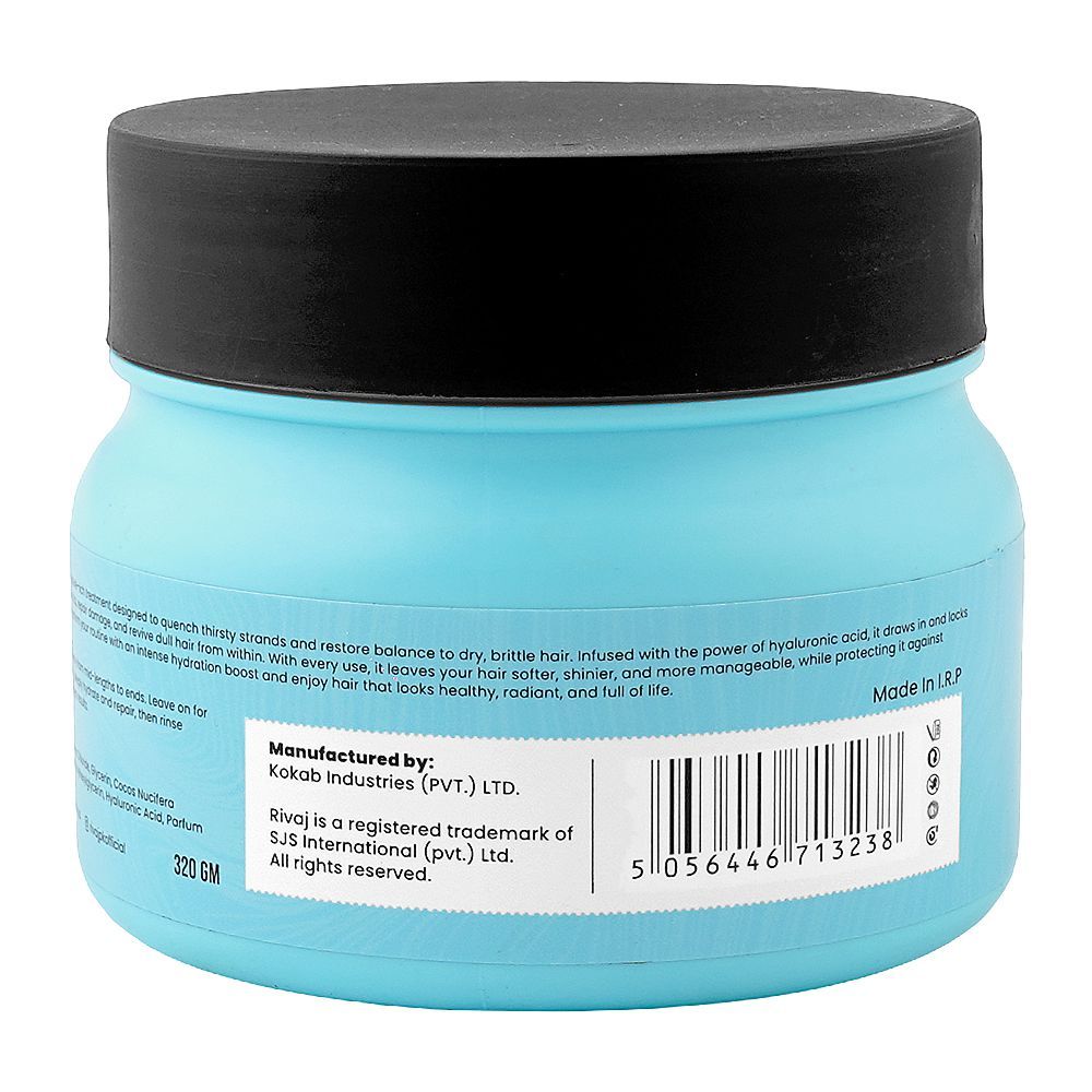Rivaj UK EveRnoya Hyaluronic Acid Intense Moisture Infused Hair Mask, Sulphate Free, Hyaluronic Acid, For Frizzy & Dehydrated Hair, 320g - Image 2