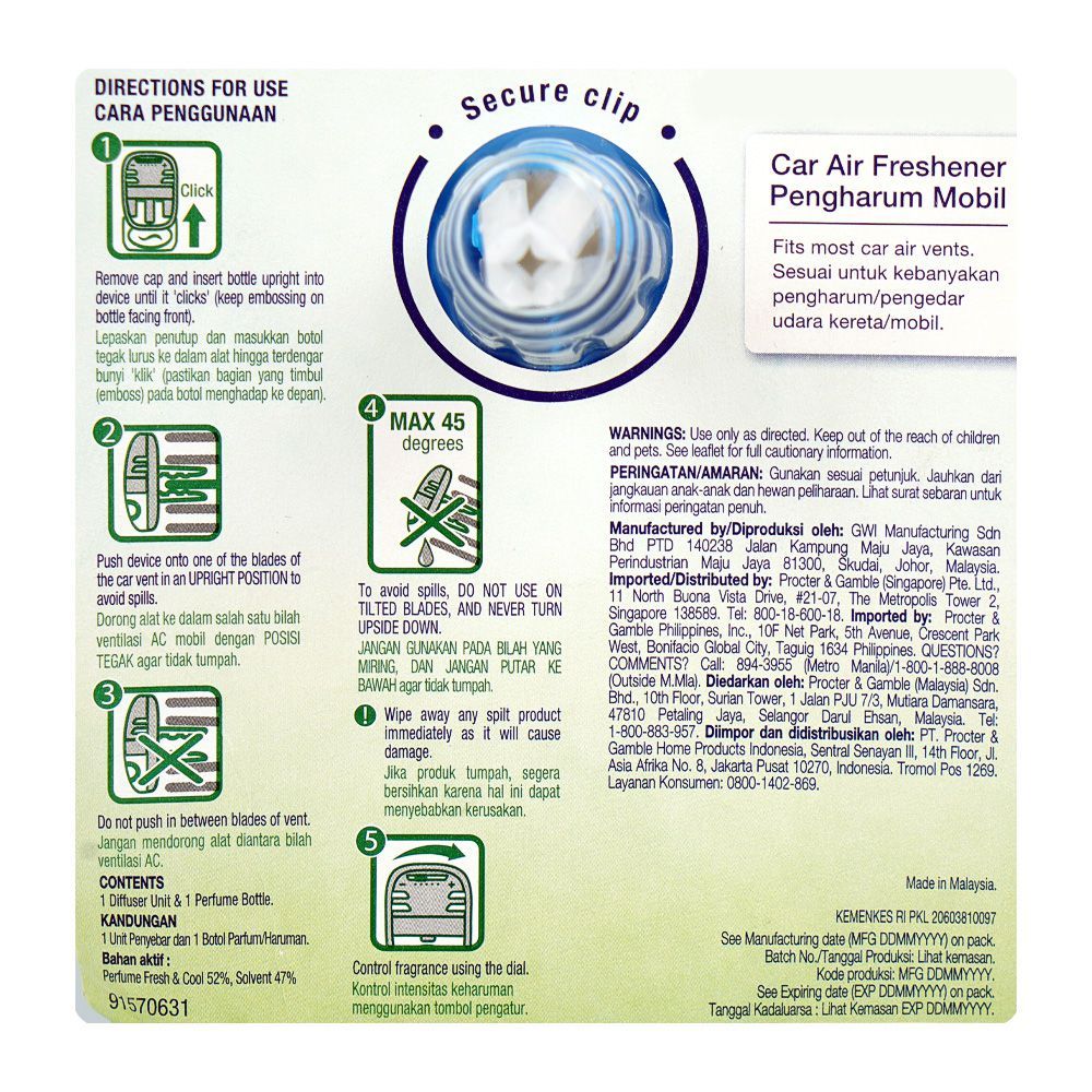 Ambi Pur Fresh & Cool Car Air Freshener, 7.5ml - Image 3