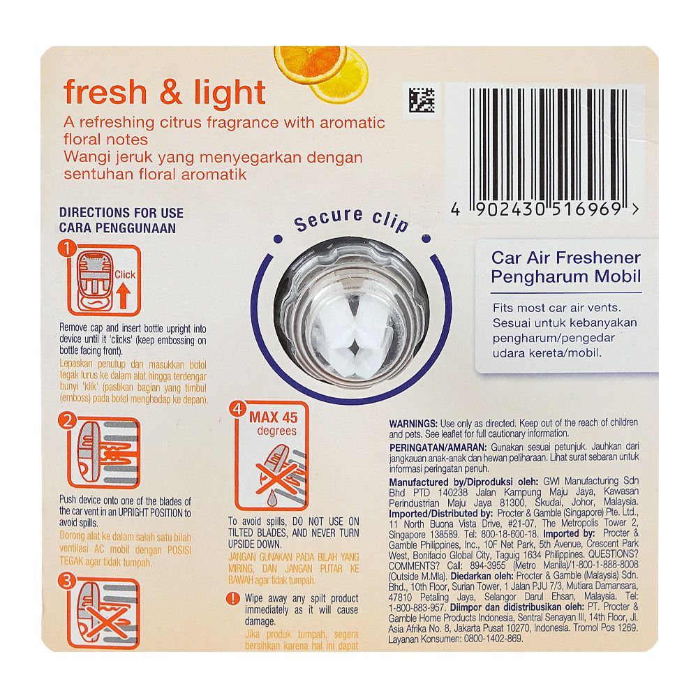 Ambi Pur Fresh & Light Car Air Freshener, 7.5ml - Image 3