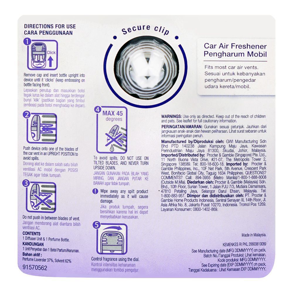 Ambi Pur Lavender Car Air Freshener, 7.5ml - Image 3