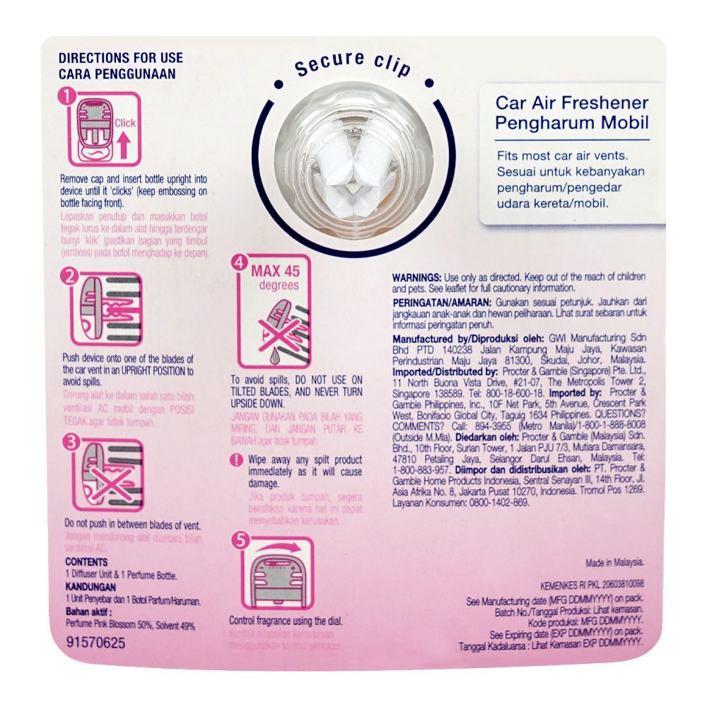 Ambi Pur Pink Blossom Car Air Freshener, 7.5ml - Image 3