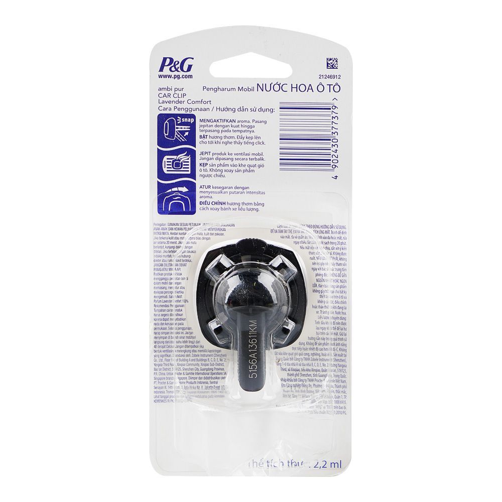 Ambi Pur Lavender Comfort Clip Car Air Freshener, 2.2ml - Image 2