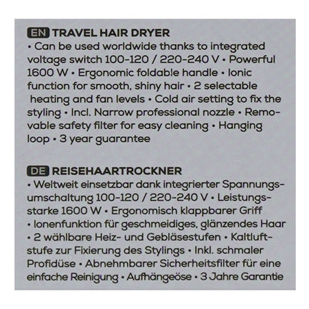 Beurer Travel Hair Dryer Limited Edition, 1600W, 220-240V, HC25 - Image 4