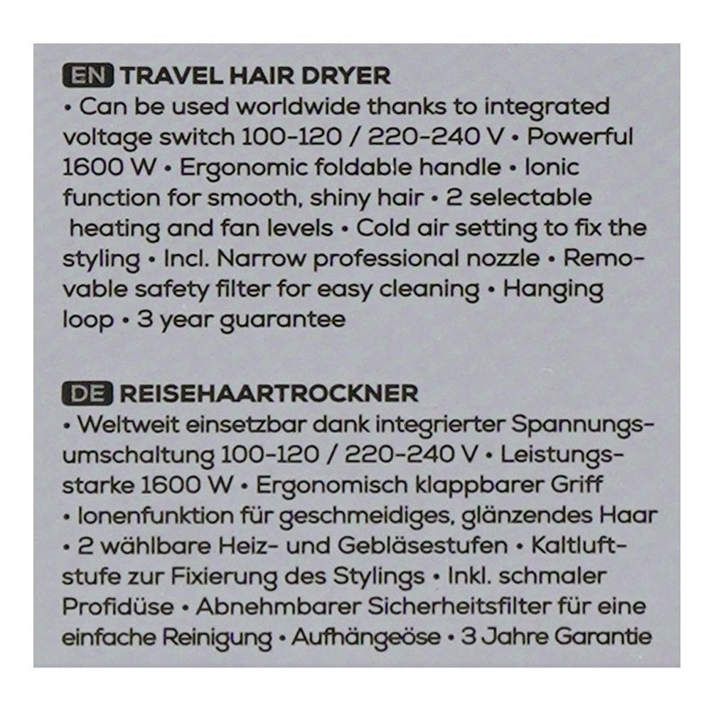 Beurer Travel Hair Dryer Limited Edition, 1600W, 220-240V, HC25 - Image 4