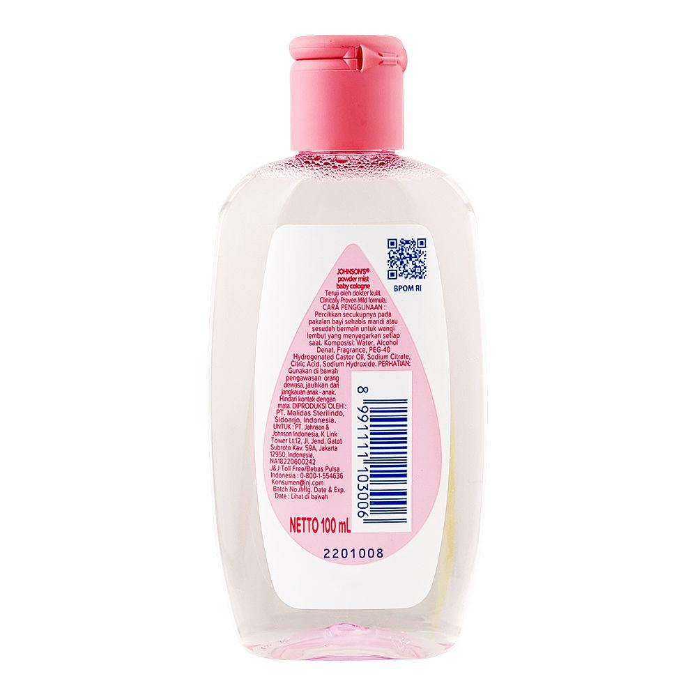 Johnson's Powder Mist Baby Cologne, Citric Acid, 100ml - Image 2