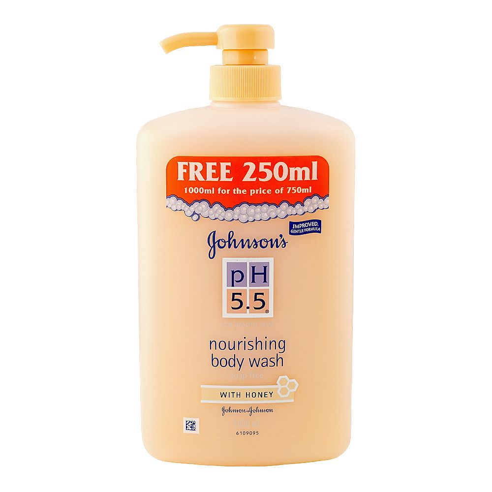Johnson's PH 5.5 Honey Soap Free Nourishing Body Wash, Glycerin, Citric Acid, 1000ml - Main Image