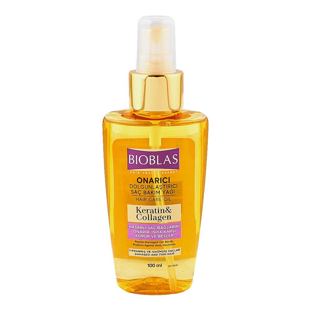 Bioblas Keratin & Collagen Hair Care Oil, Keratin & Collagen, For Damaged Hair, 100ml - Main Image