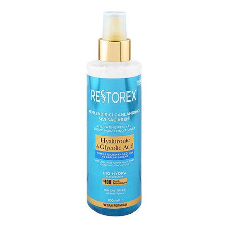 Restorex Hyaluronic & Glycolic Acid Hydrating Revival Liquid Hair Conditioner, For All Types Of Hair, 200ml - Main Image