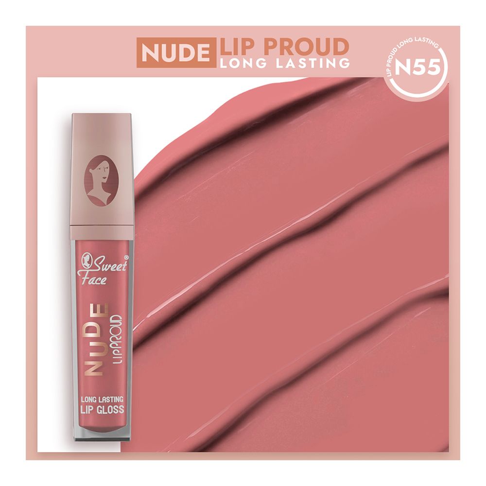 Sweet Face Nude Lip Proud Long Lasting Lip Gloss, N-55 - Main Image