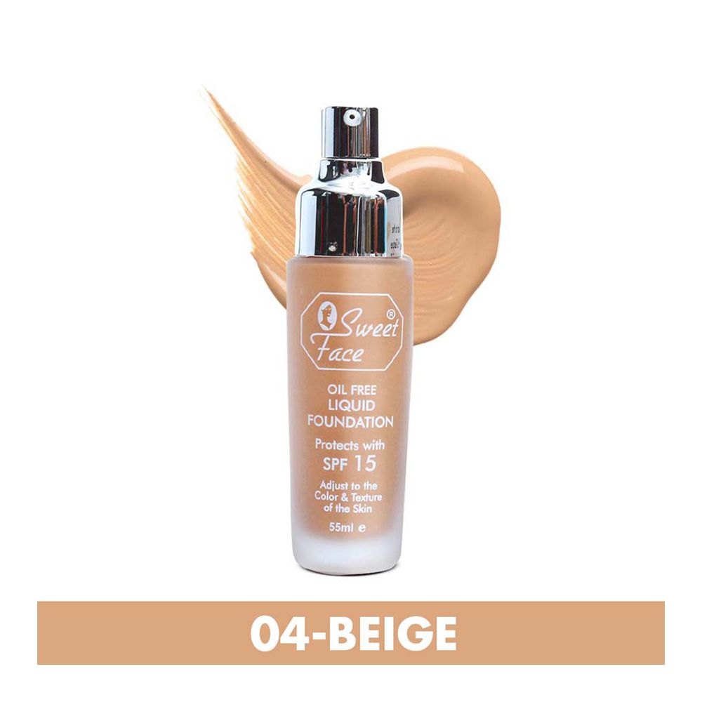 Sweet Face Real Base Oil Free Liquid Foundation, 04 Beige, 55ml - Main Image
