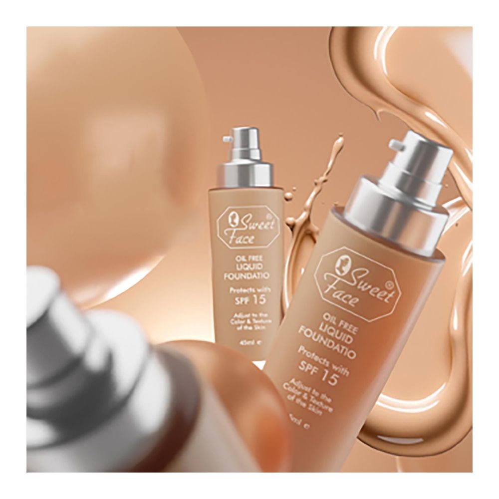 Sweet Face Real Base Oil Free Liquid Foundation, 03 Medium, 55ml - Image 2
