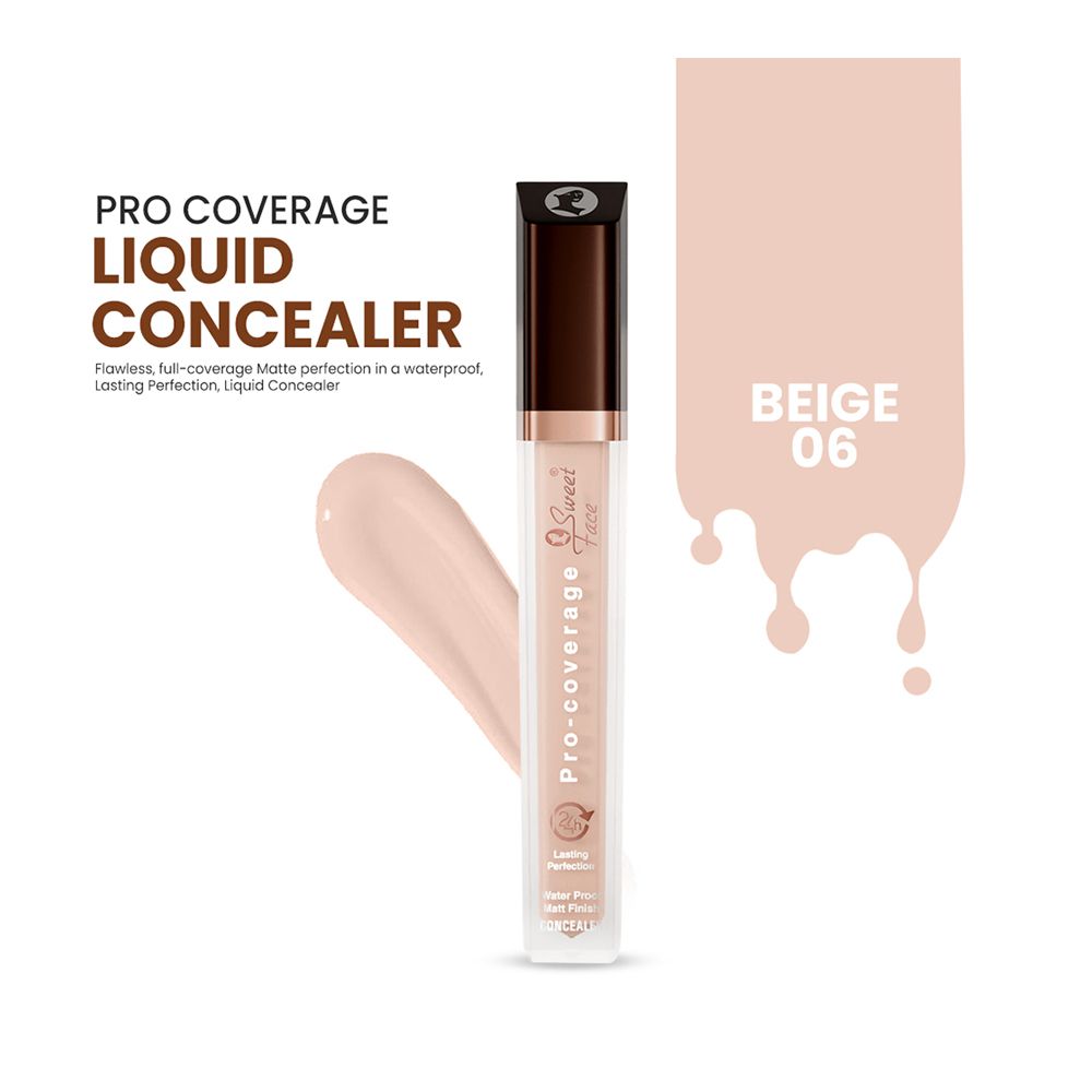Sweet Face Pro-Coverage Waterproof Matt Finish Concealer, 06 Beige - Main Image