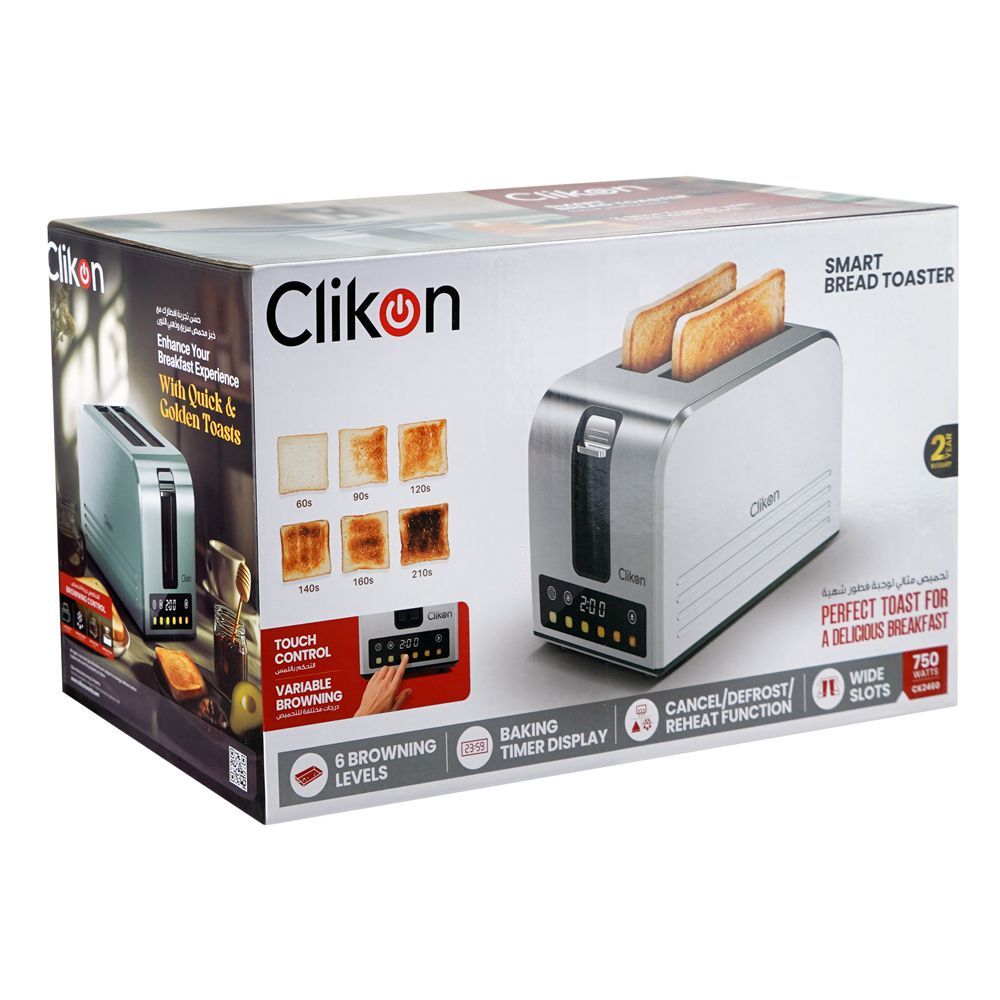 Clickon 2 Slice Smary Bread Toaster, 750W, 220-240V, Ck-2460 - Image 4