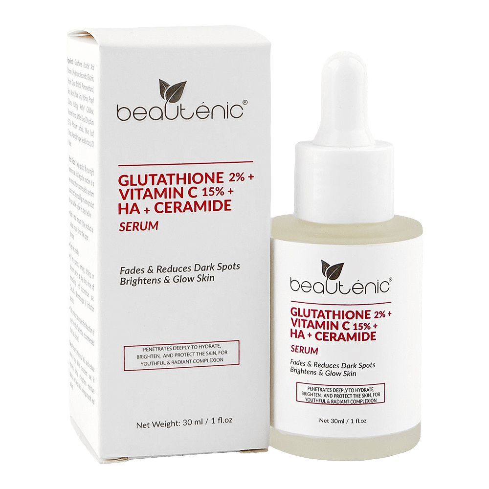 Beautenic Glutathione 2% + Vitamin C 15%+HA + Ceramide Serum, For Radiant Skin, 30ml - Main Image