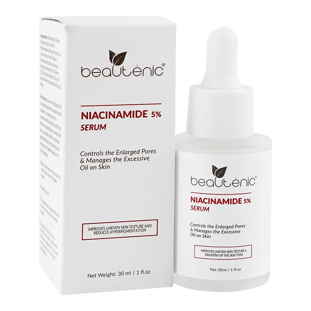 Beautenic Niacinamide 5% Serum, Silicone & Gluten Free, Niacinamide, Glycerin, For Acne-Prone Skin, 30ml - Main Image