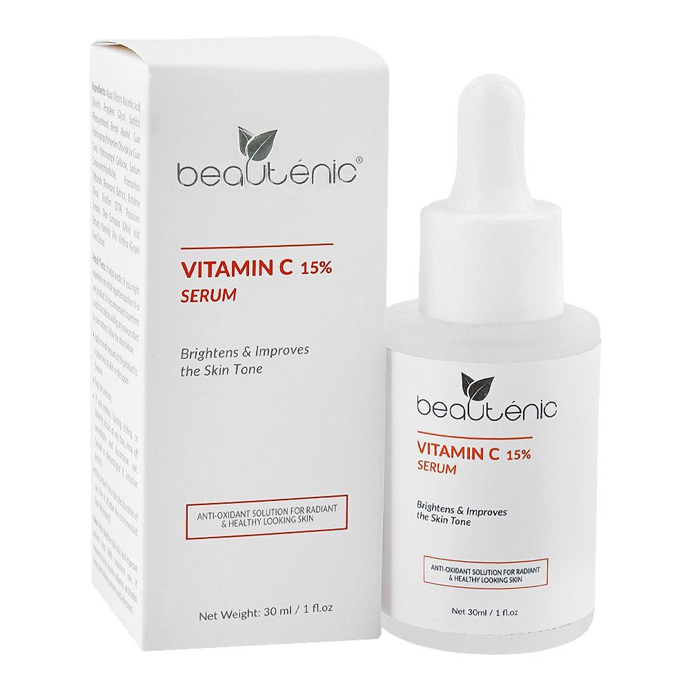 Beautenic Vitamin C 15% Serum, Silicone & Gluten Free, Ascorbic Acid, For Even Skin Tone, 30ml - Main Image