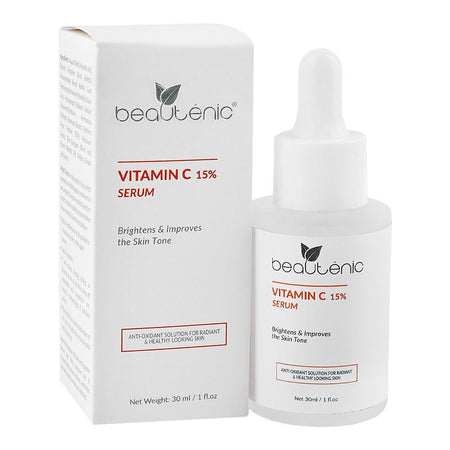 Beautenic Vitamin C 15% Serum, Silicone & Gluten Free, Ascorbic Acid, For Even Skin Tone, 30ml - Main Image
