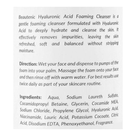 Beautenic Hyaluronic Acid Foaming Cleanser, Silicone & Fragrance Free, Hyaluronic Acid, Niacinamide, For All Types Of Skin, 150ml - Image 3