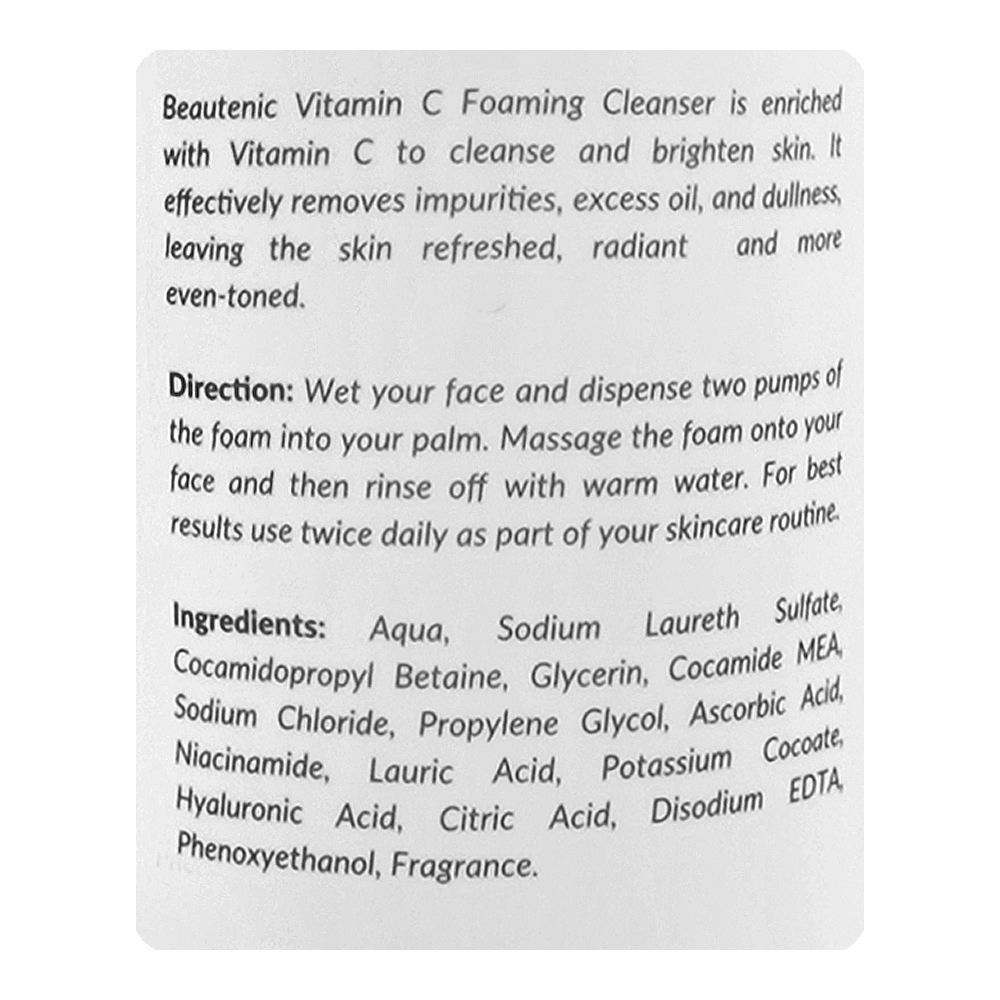 Beautenic Vitamin C Foaming Cleanser, Silicone & Fragrance Free, Citric Acid, Glycerin, For All Types Of Skin, 150ml - Image 3