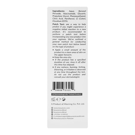 Beautenic Benzoyl Peroxide 2.5% Acne Treatment Toner, Niacinamide, Citric Acid, For Acne-Prone Skin, 100ml - Image 2