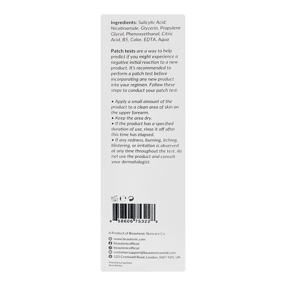 Beautenic Salicylic Acid 2% Clarifying Toner, Silicone & Gluten Free, Salicylic Acid, Citric Acid, 100ml - Image 2