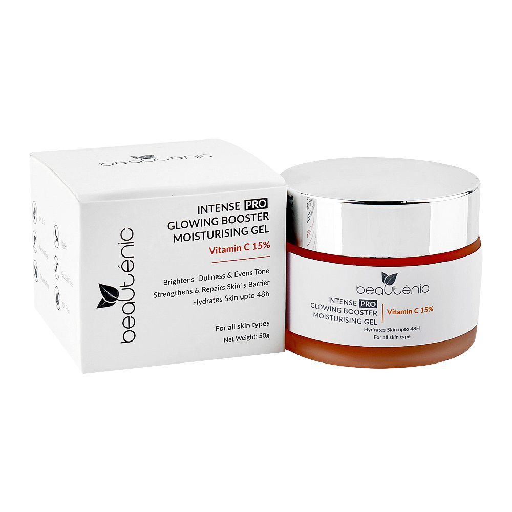 Beautenic Vitamin C 15% Intense Pro Glowing Booster Moisturizing Gel, Alcohol & Gluten Free, Vitamin C, Hyaluronic Acid, For All Types Of Skin, 50g - Main Image