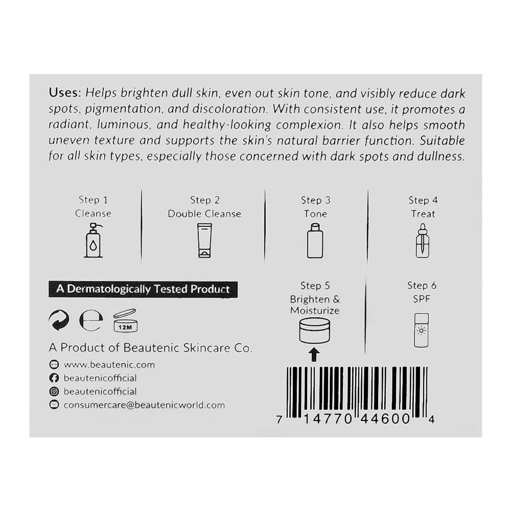 Beautenic L-Glutathione 5% + Niacinamide 6% Intense Pro Whitening Gel, Gluten & Silicone Free, For All Types Of Skin, 50g - Image 3