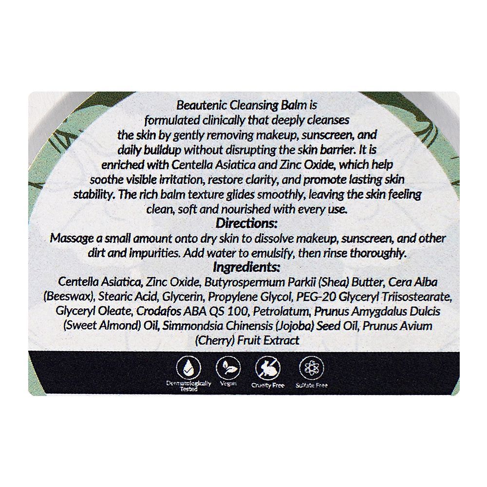 Beautenic Centella Asiatica + Zinc Cleansing Balm, Sulfate Free, Shea Butter, Jojoba Seed Oil, For All Types Of Skin, 100g - Image 3