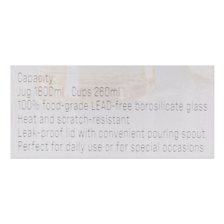 Royalford Water Jug & Glass Set, BPA & Lead Free, Grey, RF12210, 1800ml Jug, 260ml X 4 Cups, 5-Pack - Image 5
