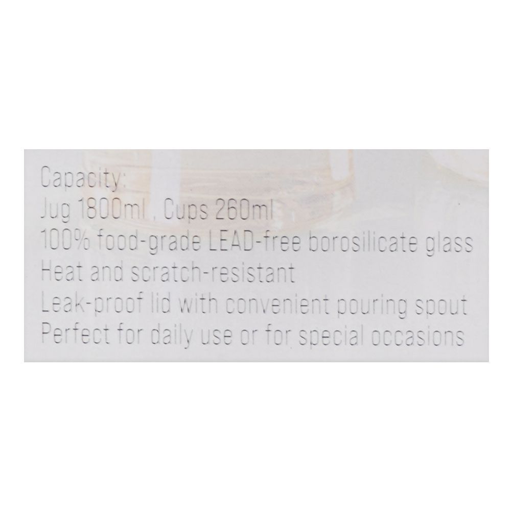Royalford Water Jug & Glass Set, BPA & Lead Free, Grey, RF12210, 1800ml Jug, 260ml X 4 Cups, 5-Pack - Image 5
