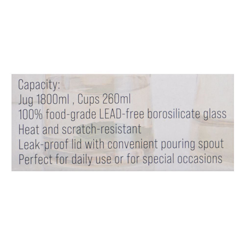 Royalford Water Jug & Glass Set, BPA & Lead Free, Golden, RF12209, 1800ml Jug, 260ml X 4 Cups, 5-Pack - Image 5