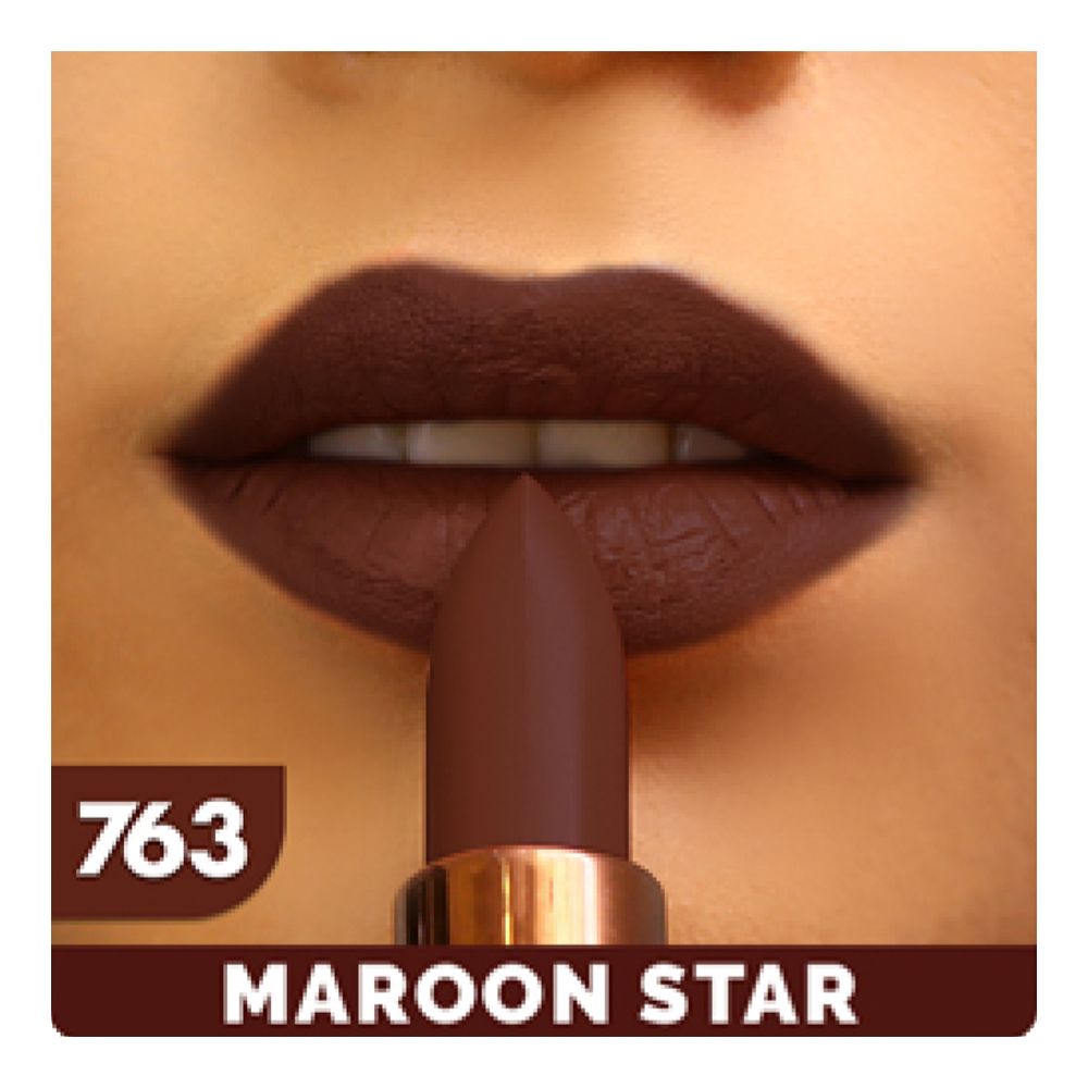 Sweet Face Super Matte Single Stroke Lipstick, 763 Maroon Star - Main Image