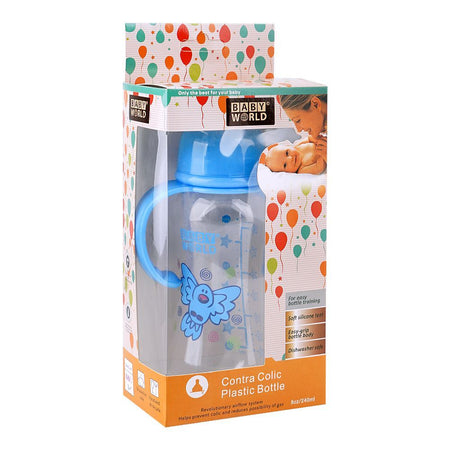 Baby World Baby Feeding Bottle W/Handle, BPA Free, 240ml, Blue, BW2025 - Image 3
