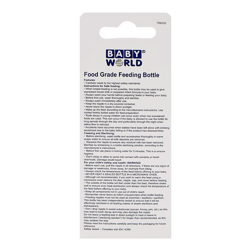 Baby World Anti-Collapse Baby Bottle, BPA Free, 60ml, Blue, BW4037 - Image 4