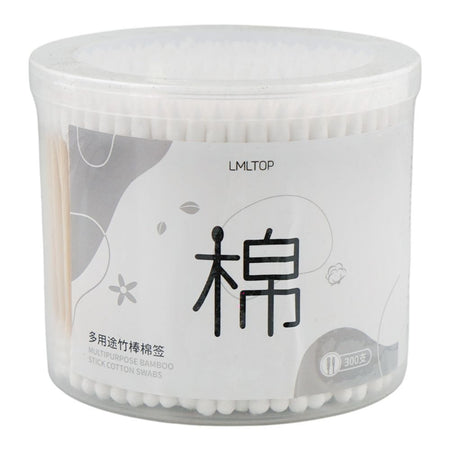 LMLTOP Multipurpose Bamboo Stick Cotton Swab, B1040, 300-Pack - Main Image