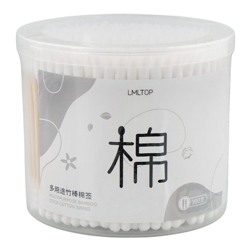 LMLTOP Multipurpose Bamboo Stick Cotton Swab, B1040, 300-Pack - Main Image