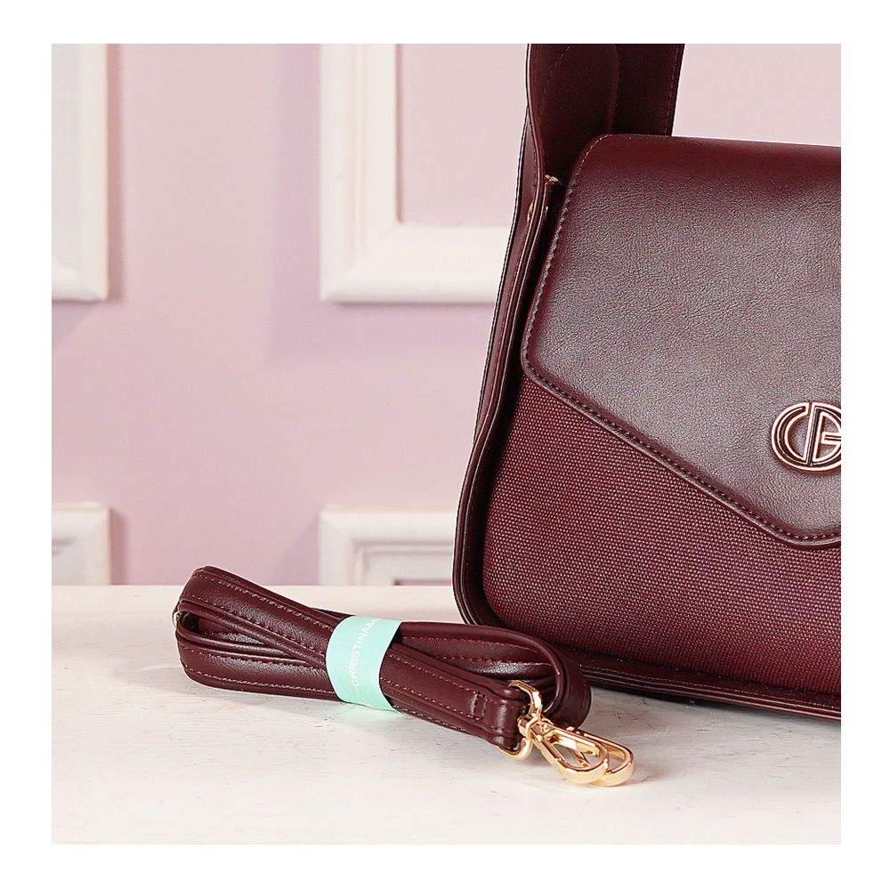 SJ Women's Hand Bag, Wine, ZH-7409 - Image 3