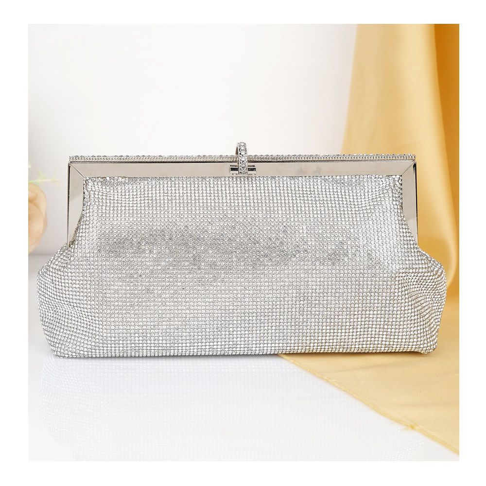 SJ Women's Bridal Clutch, Silver, T-566BC - Image 2