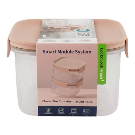 Lock & Lock Classic Plus Rectangular Container, BPA Free, 860ml, LLHPL451PIK - Image 2